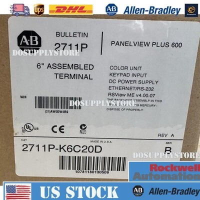 2711P-K6C20D /B NEW AB PanelView Plus 600 EtherNet KEYPAD DISPLAY HT US Free Tax