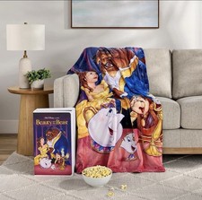 Disney Beauty And The Beast VHS Box Throw Blanket 50" &times; 70" New