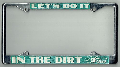 NOS Let's Do It In The Dirt Vintage VW Dealer License Plate Frame