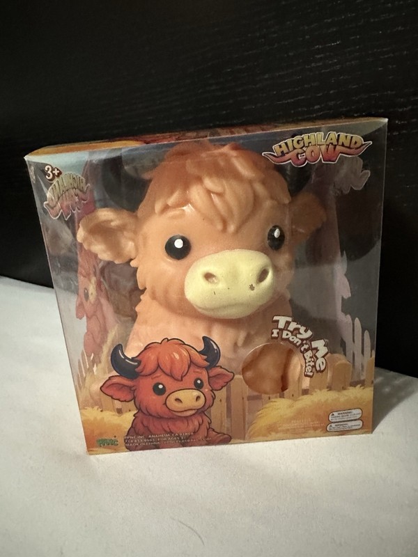 Squishy Highland Cow Stuffed Animal Plush Toy Brown Yellow NEW HTF by PNMC