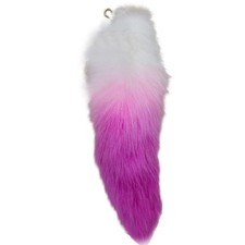 LvBo Huge Fox Tail Fur Keychain Cosplay Toy Bag Pendant Gold Key Chain Hook r...