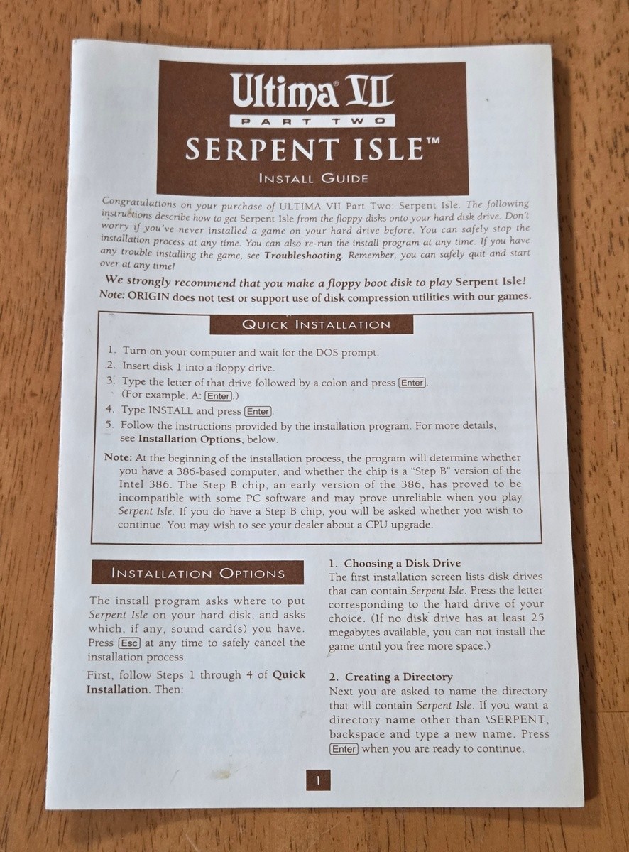 Ultima VII Part Two Serpent Isle Origin IBM PC Big Box Game Complete CIB Map