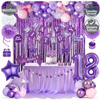 Geburtstagsdeko Lila 18. Geburtstag Happy Birthday Banner Luftballons Pompons