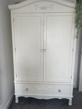From Dunelm White Wardrobe , Bed Frame , And Bed Side Table , White