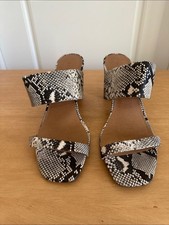 Snake-Print Slide Mules in Black White