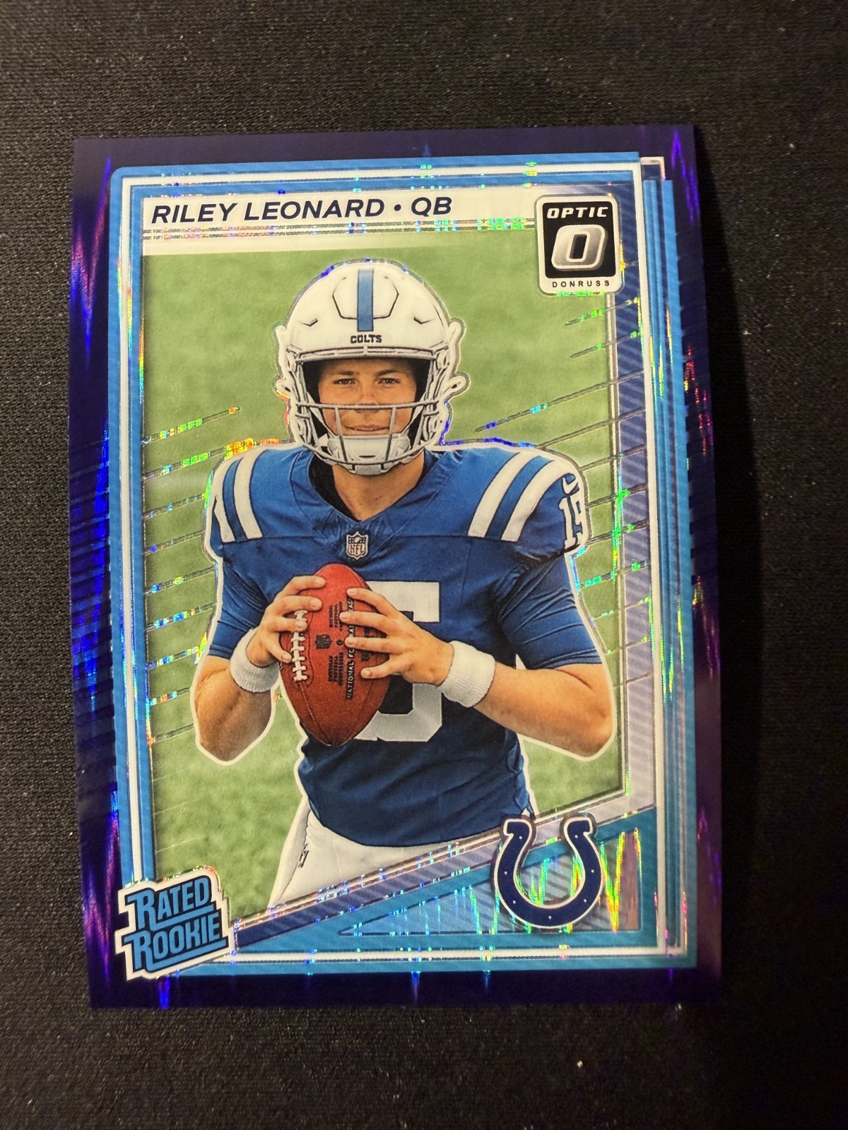 2025 Panini Optic Rated Rookie Purple Shock Riley Leonard #255
