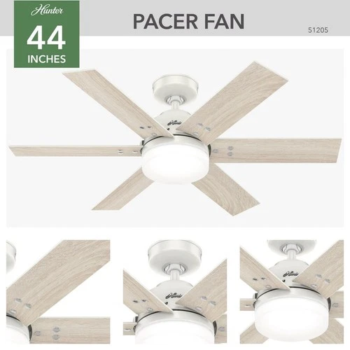Hunter Fans - Pacer-Ceiling Fan with LED Light Kit and Handheld Remote in - Picture 2 of 2
