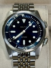 BALTIC Aquascaphe Dual Crown Diver Blue Rice/Beads Bracelet Analog Box & Papers