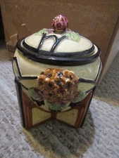 Vintage Maruhon Ware OCCUPIED JAPAN Covered Jar Bowl Floral Design Flowers