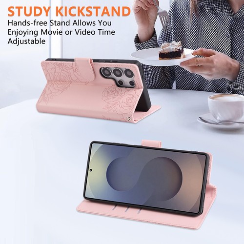 For Samsung Galaxy S25 Ultra|+ S25Edge S24 FE-S22 Rose Emboss Leather Flip Case - 第 19/43 張圖片