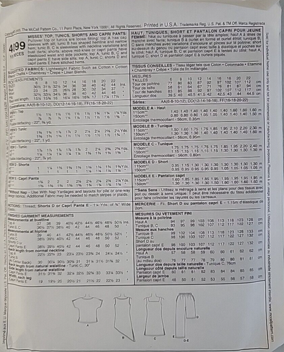 McCalls 4099 Sewing Pattern Misses Top Pants Shorts Size 12 14 16 18 Uncut - Picture 2 of 3
