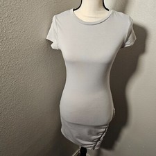 Revamped fitted dress light gray slim tank dress medium Zipper Accent Stretch