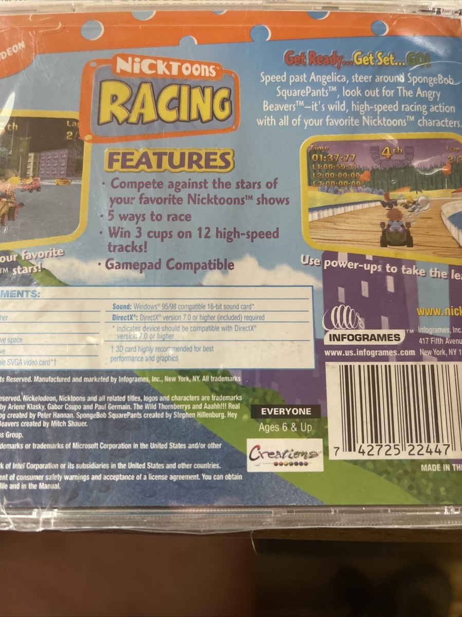Nickelodeon: Nick Toons Racing PC CD ROM Games Windows 95/98