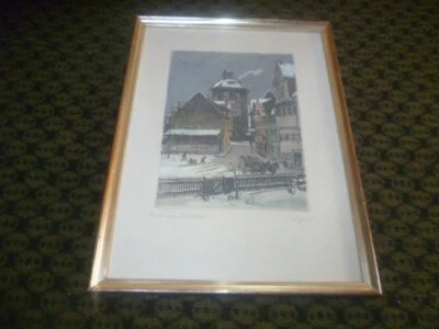 Karl Fuchs 1872S-1968Esslingen a N. Esslingen Wolfstor Farblithographie - Bild 1 von 4