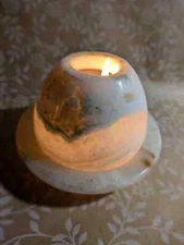 Alabaster Stone Candle Holder Cup Hand Carved