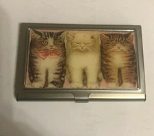  Retro Tabby Calico Persian Kitty Cats Business Credit Card Holder I.D. Case!