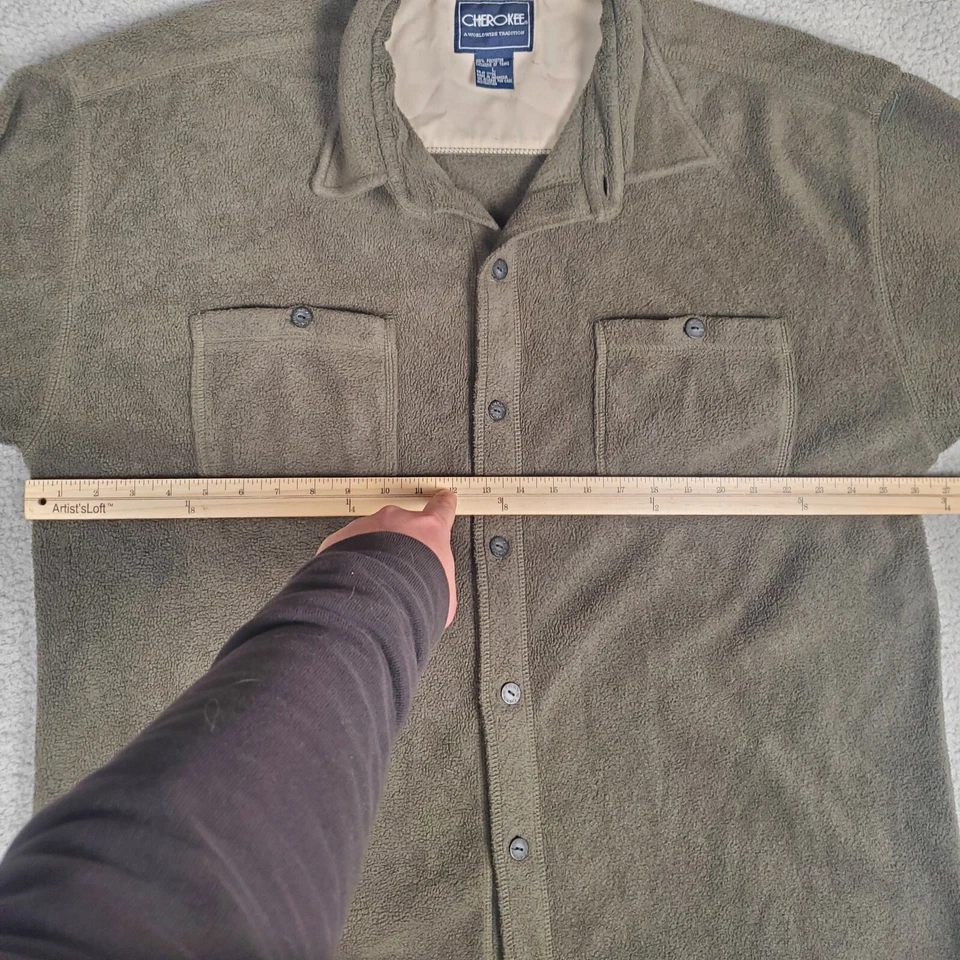 Cherokee Mens Large Fleece Gray Vintage Button Up Button Down Pockets - Image 4 of 4