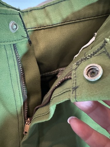 Vintage 1970's Unbranded ArmyGreen Flat Front Pants Men’s 34x28 READ ALL - Picture 4 of 7