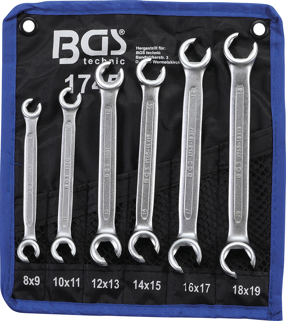 Chiavi Tubi Freni Aperte per raccordi Freni Esagonali Set 6 pz BGS1745