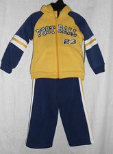 Sweatsuit Toddler 3 Pc Size 12 Months NWT Multi Color Polyester Football Theme