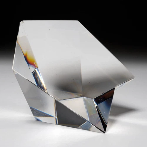 Steuben Cleart Art Glass Prism Abstract Asymmetrical Paperweight Sculpture 3.25"