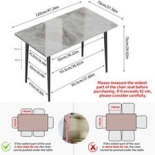 Image of Heavy Duty Slate Marble & Metal Legs Rectangular 4-6 Seater Kitchen Dining Table