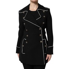 DOLCE & GABBANA Jacket Black Wool Double Breasted Blazer IT46/US12/XL 3980usd
