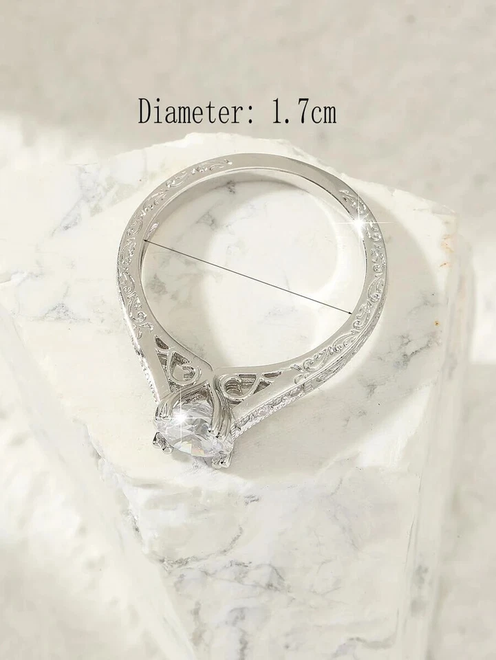 Anillos Sortijas Argollas de Compromiso Matrimonio Color Oro Plata Para Mujeres - Image 3 of 4