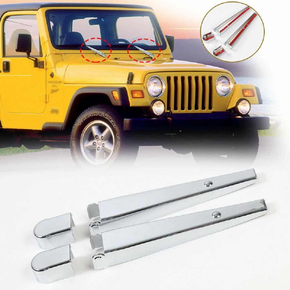 4PCS Front Window Wiper Arm Blade Cover Trim Fit for Jeep Wrangler TJ