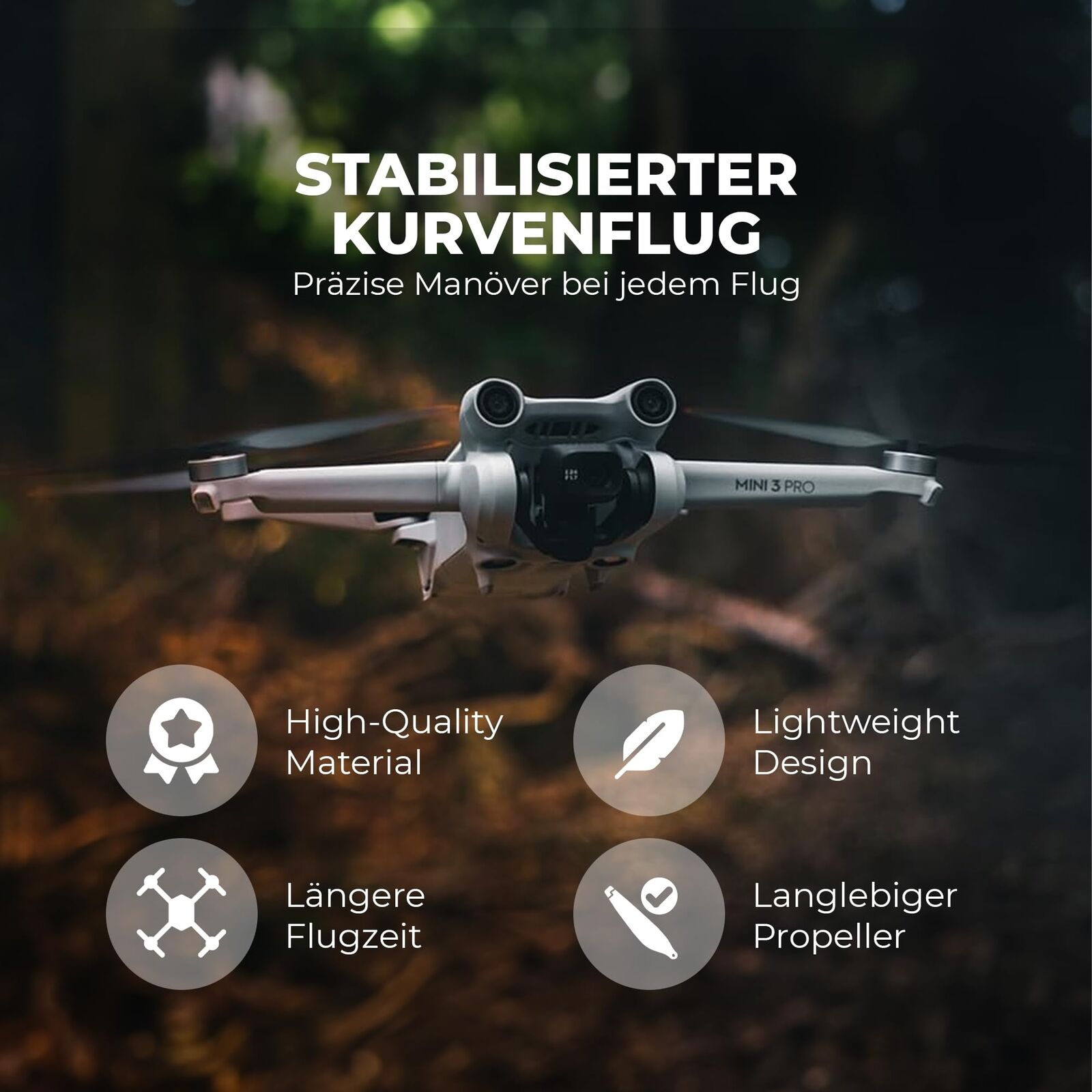 DERAY Propeller für DJI Mini 3 Pro Drohne, TPU Gummi Spitze, 4 Stück 2 Paar
