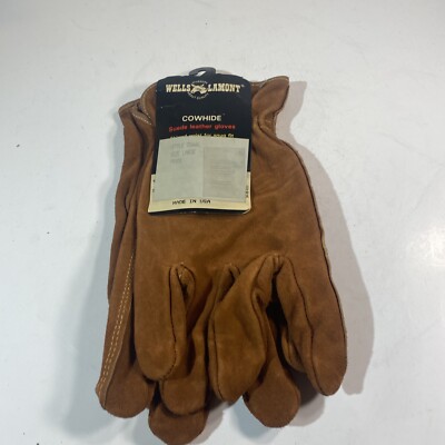 Vtg NOS Wells Lamont Cowhide Genuine Suede Leather Gloves Size Large 7046L USA