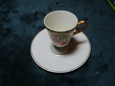 Vintage teacup and saucer. Porcelain miniature hand painted made in Japan