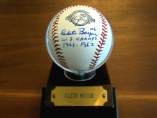 CLETE BOYER 1961-62 WSC YANKEES SIGNED AUTO 100TH ANNIVARSARY BASEBALL MLB BASE