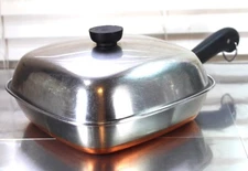 Revere Ware USA Small Square Copper Bottom Pot Fry Pan Skillet Bacon Clean