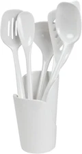 Melamine Cooking Utensils and Crock Set, 6-Pc, White