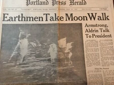 Newspapers- EARTH MEN TAKE MOON WALK,  KENNEDY TO BE CHARGED WITH CHAPPAQUIDDICK