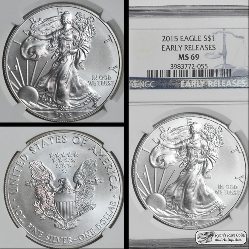 2015, American Silver Eagle, NGC MS69, 999 Silver 1 Ounce, Early Release, C7112