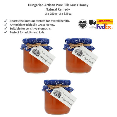 Hungarian Artisan Pure Silk Grass Honey from Beekeepers, Mezbarlang 250gx3