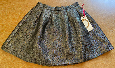 NWT Nordstrom Girls Ruby & Bloom Black&Silver Jaquard Fully Lined Skirt sz12