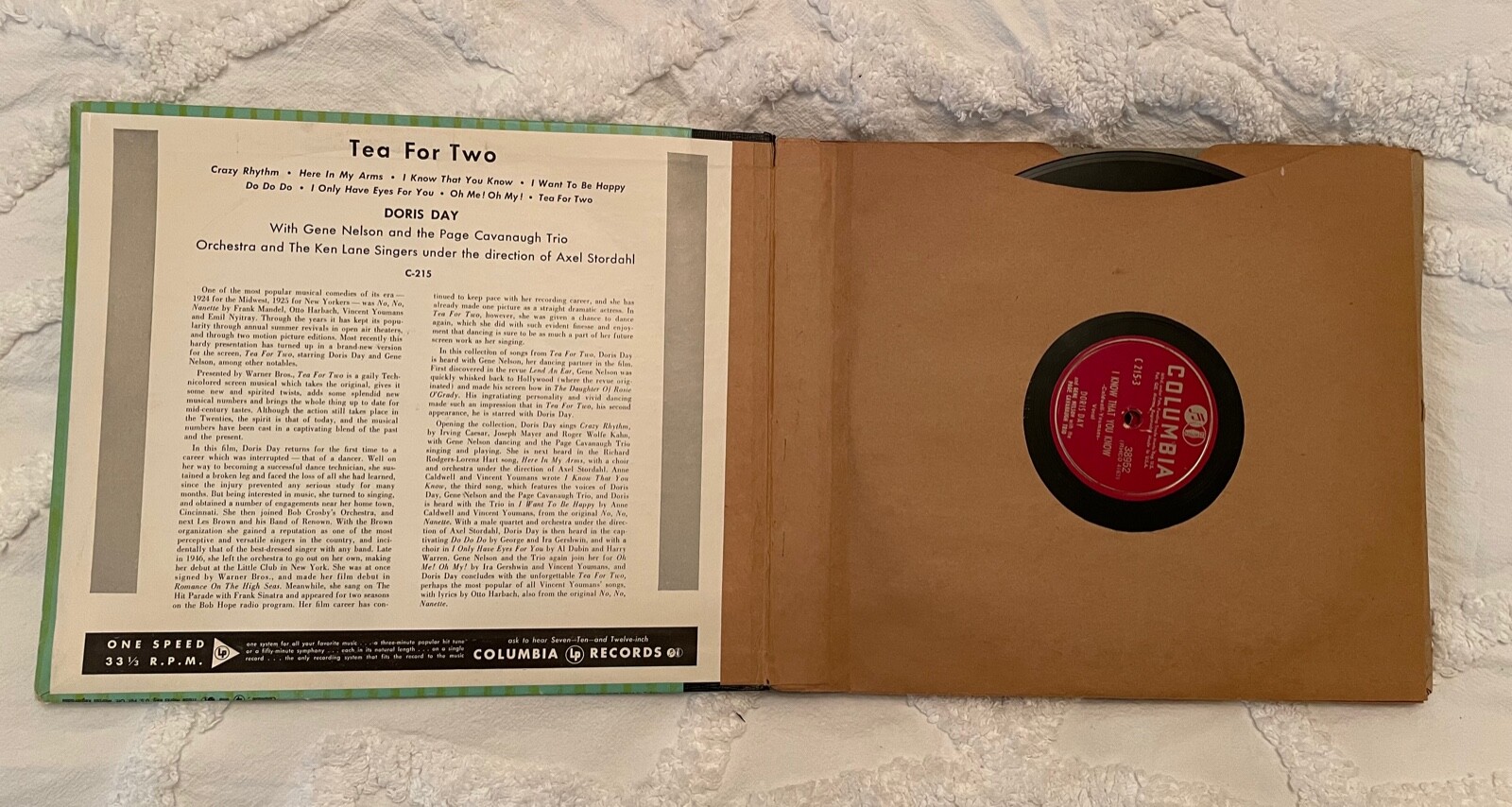 DORIS DAY 1950 Tea for Two Movie Songs with Gene Nelson, 78 RPM 10in