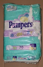 Vintage 1995 Plastic Diapers PAMPERS BABY DRY 70 nappies 4-9kgs /20 LBS NEW
