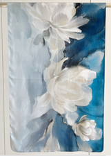 100 Satin Silk Scarf Women neckerchief Shawl Wrap floral blue navy HD1-162