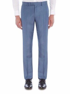 Kenneth Cole Skylar schmale Hose vorne flach blau 30R UVP 120 £ TD7 TT 09