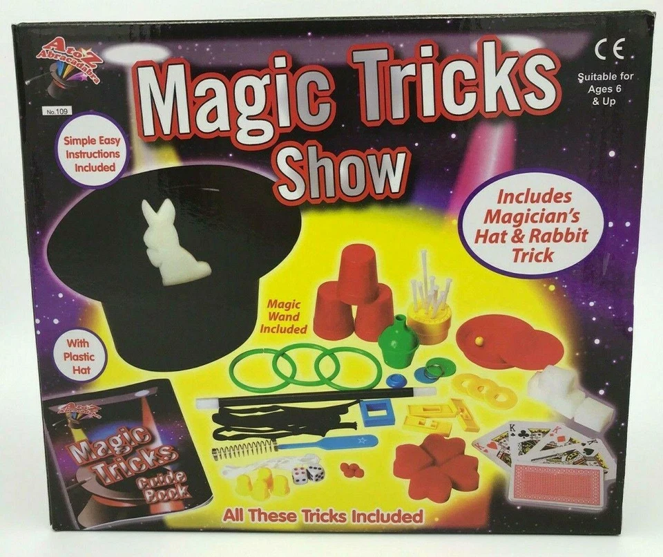 Magic Tricks Show Set Magician Kids Children Child Including Plastic Hat Rabbit