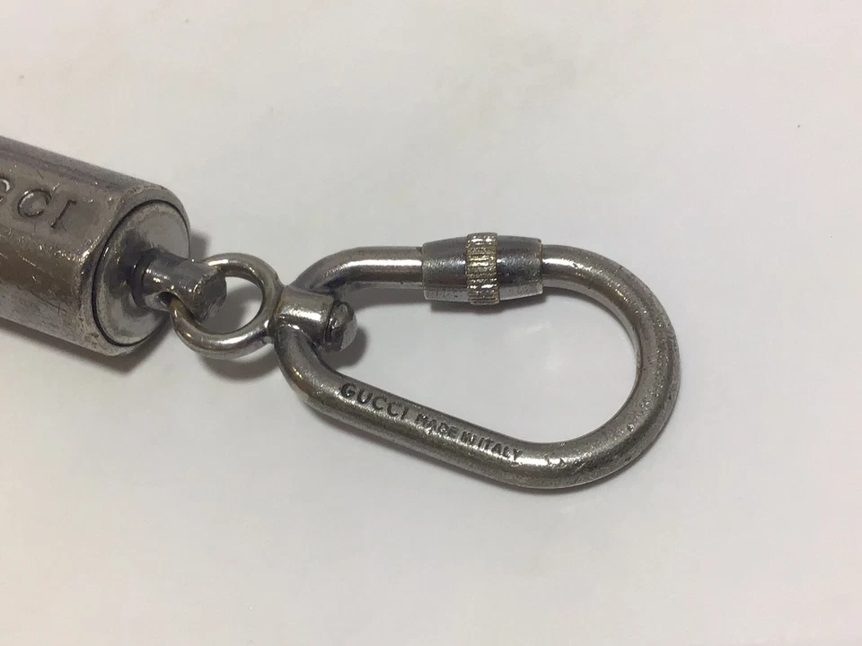 Vintage GUCCI Silver Metal KEY CHAIN / KEY FOB w/ COLLECTIBLE - Image 4 of 4