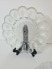 Indiana Glass Clear Hobnail Deviled Egg Plate Dish Platter 11" Vintage Holds 15