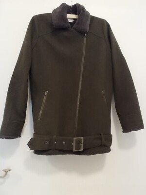 Coole JACKE M dunkeloliv grün Fakefur Futter Reißverschluss Native  Youth