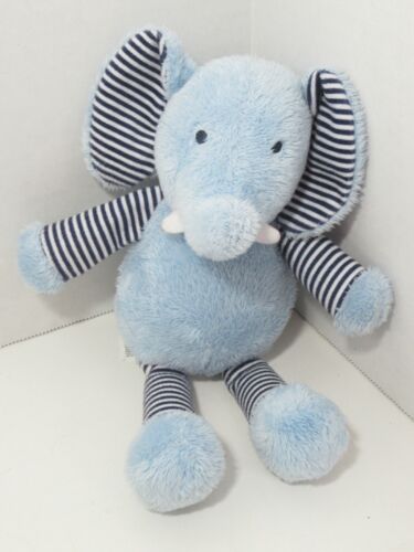 Carters plush blue elephant baby rattle navy stripes soft toy stuffed animal