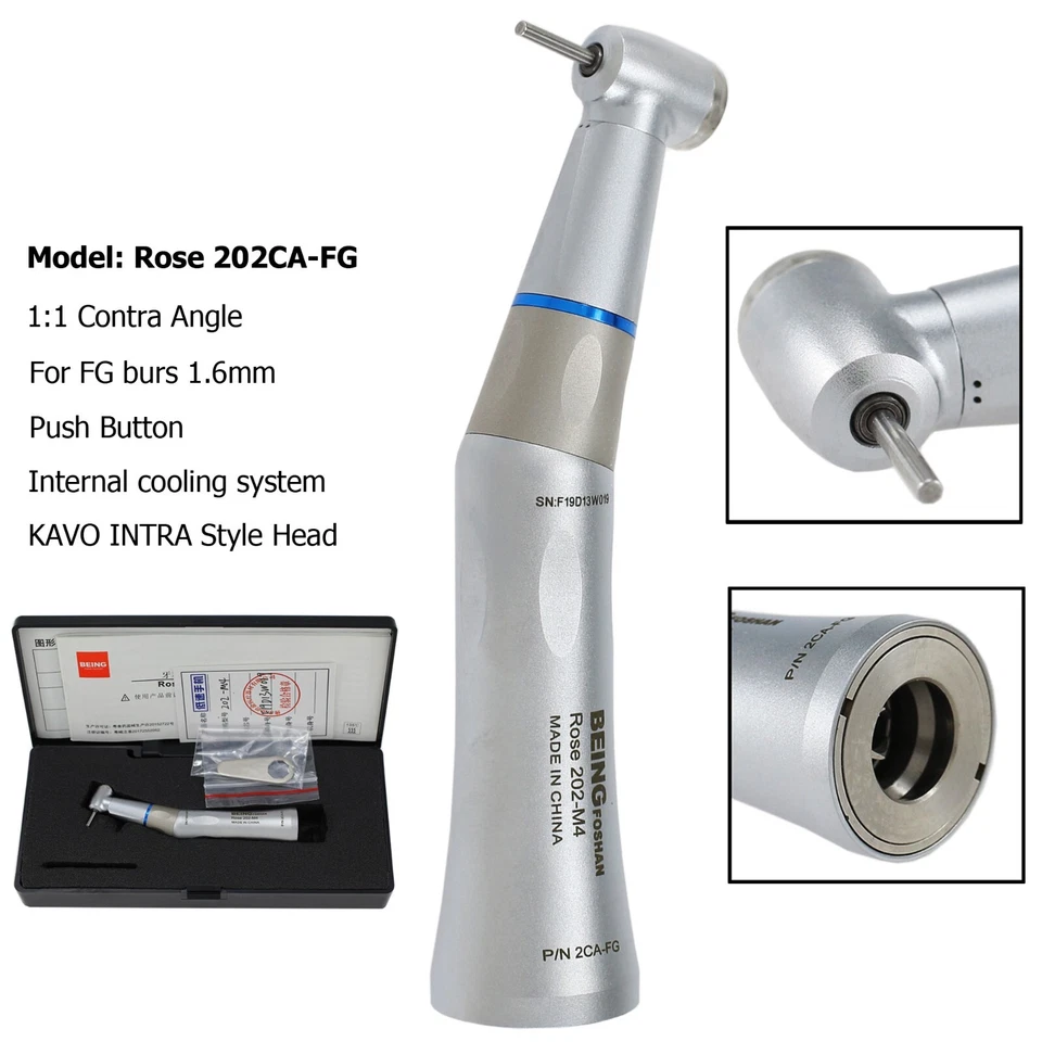 BEING Dental Lenta Velocidad Contra Ángulo Motor Aire Pieza de Mano Recta 4 Agujeros KAVO Foto 3 de 4