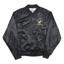 WESTARK Mens Black Satin Button Jacket XL Embroidered Moose Lodge Logo
